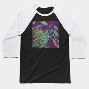 Watercolor Leaves in Purple Teal Blue Gold Baseball T-Shirt
